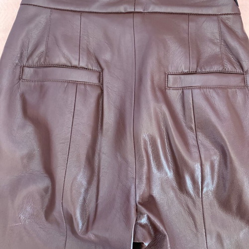Zini leather pants like new, black cherry, size 38