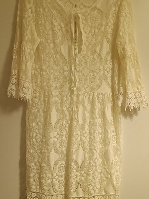 Women's mini dress lace beige size L new