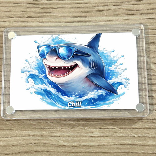 Acrylic Chill Shark Refrigerator Magnet 9x6cm new