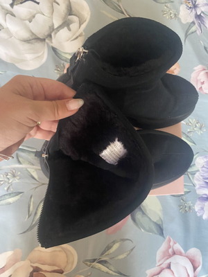 H&M ankle boots, black, size 37.5-38, fur lined