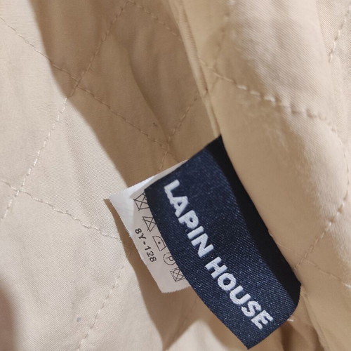 Lapin House coat for girl size 8 like new, beige, warm with fur hood