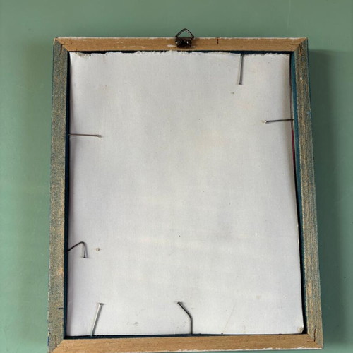 Painting with nautical theme in blue wooden frame