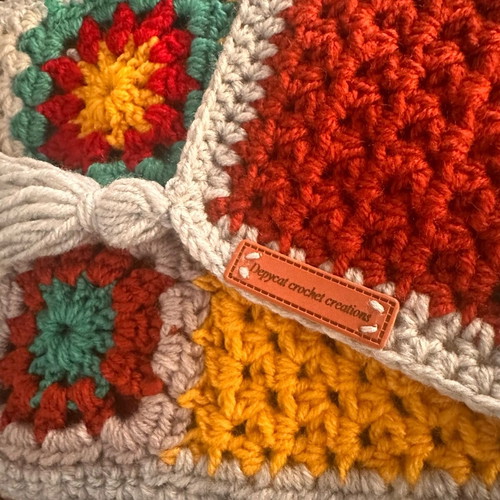 Scarf new, handmade with granny square technique multicolor