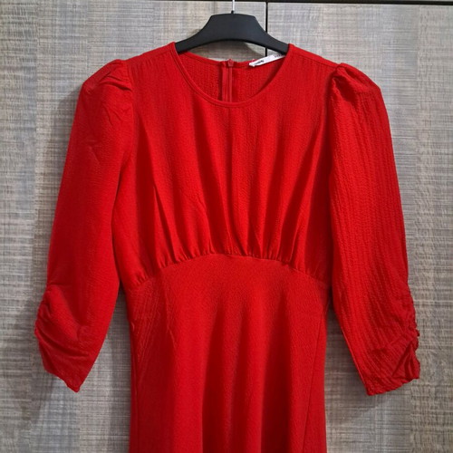 Sinsay midi dress with 3/4 sleeve red like new