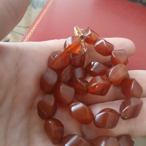 Carnelian necklace A quality with gold-plated clasp, 45 cm