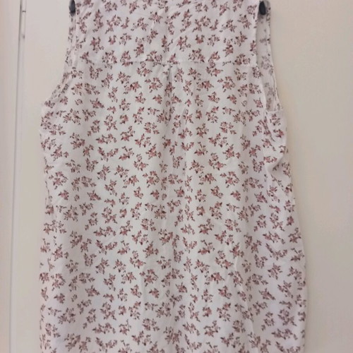 Blouse shirt used ecru with pink flowers XXL