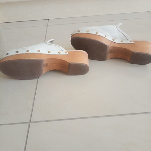 Dolce Vita Closen Clogs used, bone nubuck leather, wooden sole, size 38