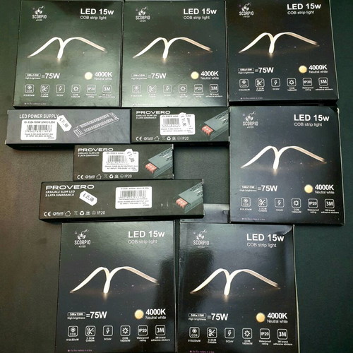 Led strip lights and power supplies new, 6 strips 24V 5m Neutral White