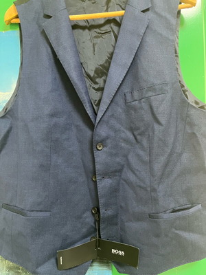Boss vest blue new 100% virgin wool XL