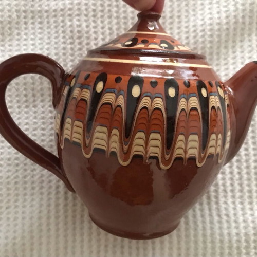 Ceramic teapot like new, handmade, folk art, Balkan style