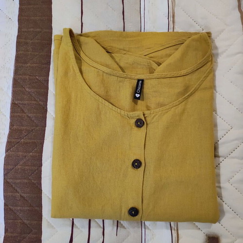 Chicoree women's linen blend shirt jacket XL like new, mustard yellow