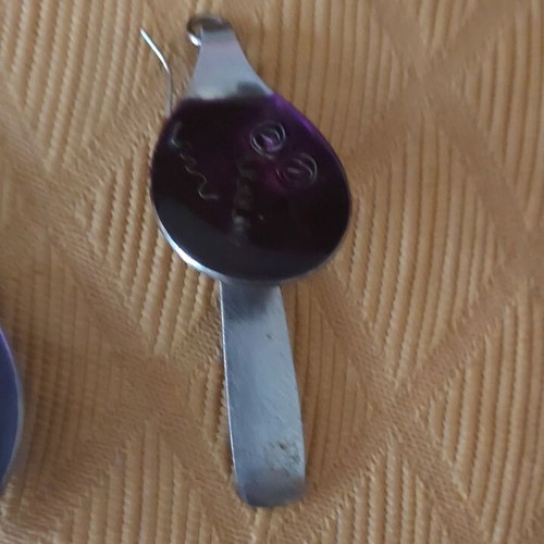 Handmade necklace and earrings set from steel with enamel new, purple