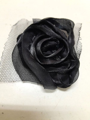 Fabric rose flower motifs satin, pack of 18, new