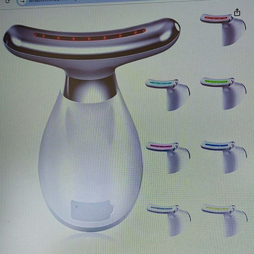 Electric face and neck massager new, with 7-color vibration and thermal mode