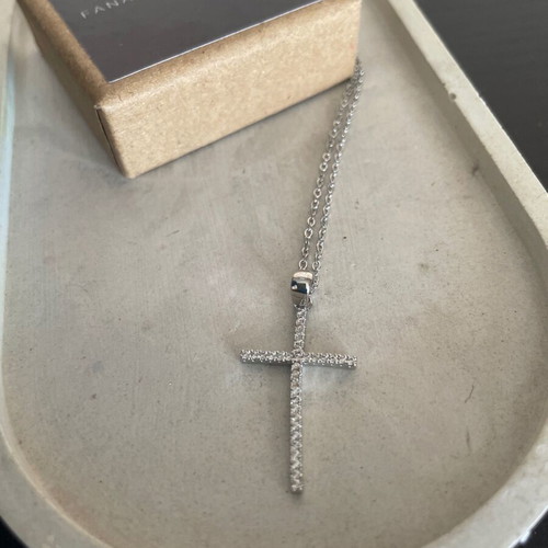 Steel cross new, white silver color