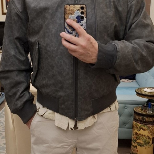 Zara double face jacket XL, synthetic leather and fur, grey