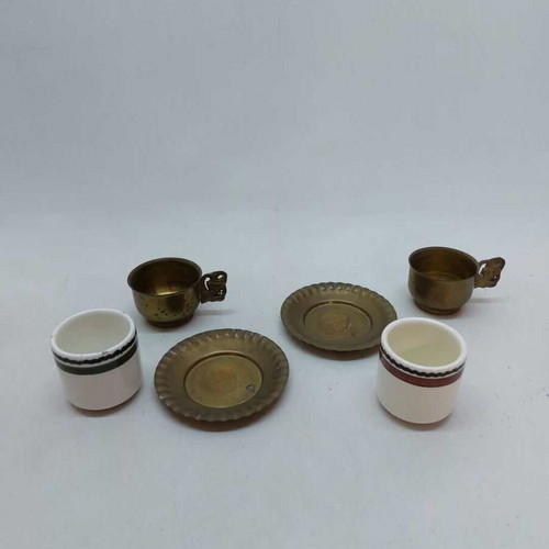 Set of 2 vintage collectible brass coffee cups used from Turkey