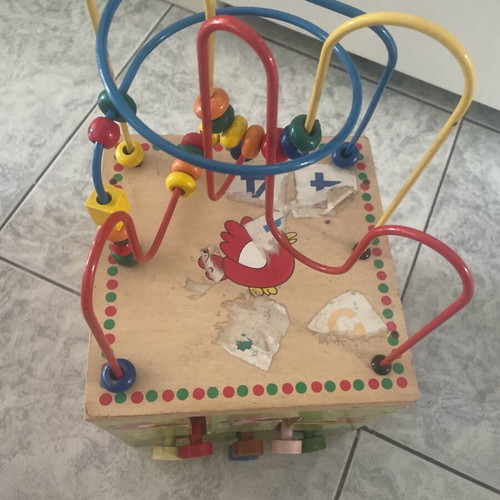 Wooden activity toy used