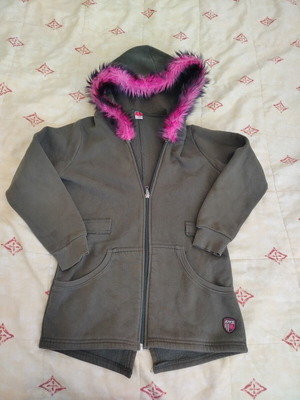Ζακέτα fleece Joyce για 10 χρονών κορίτσι μεταχειρισμένη, ροζ και πράσινη, μέγεθος 140 εκ