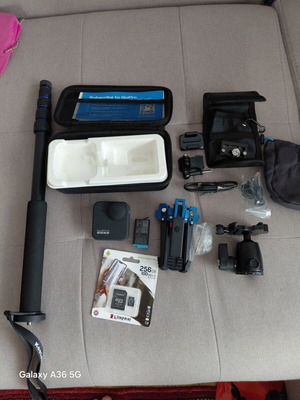 GoPro Max camera with accessories, memory card, battery, case
