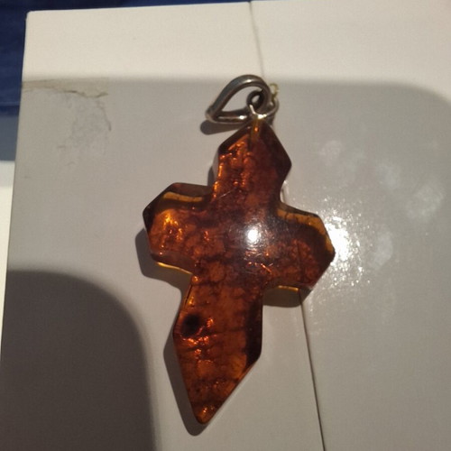 Cross pendant made of natural Baltic amber new