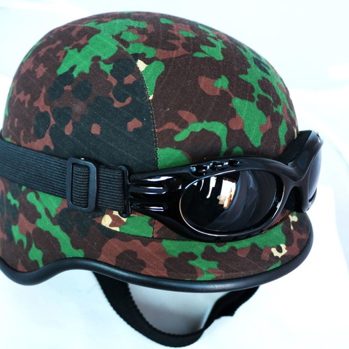 U.S.A Army replica motorcycle helmet with goggles, multi camouflage