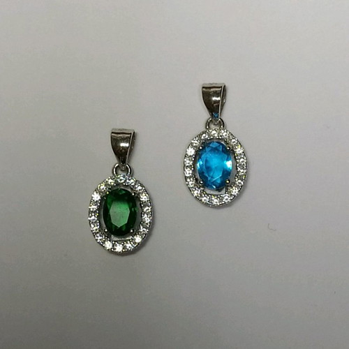 Silver (925) pendant with blue or green stone new