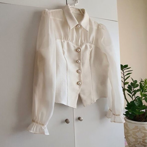 Blouse with buttons new, ecru, size L