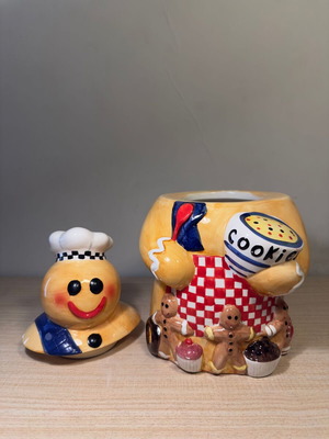 Κεραμικό βάζο μπισκότων Rayware μεταχειρισμένο, χειροποίητη ζωγραφική