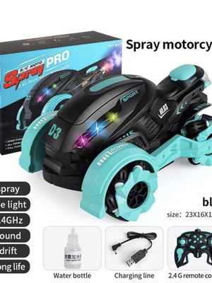 Andowl Q-D3 Blue Stunt Spray Remote Control Motorcycle New