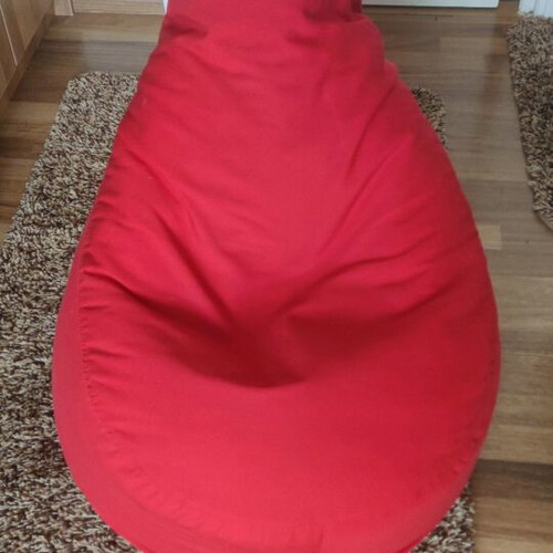Pouf red fabric like new with removable cover