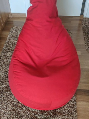 Pouf red fabric like new with removable cover