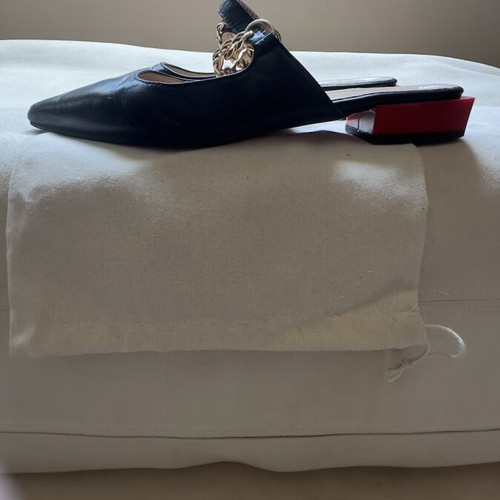 Wall Street Exclusive Collection Black Leather Slingback Flats like new