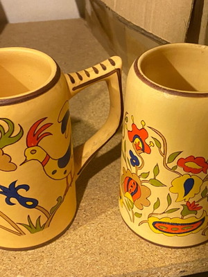 Handmade clay glasses from Corfu like new, pair