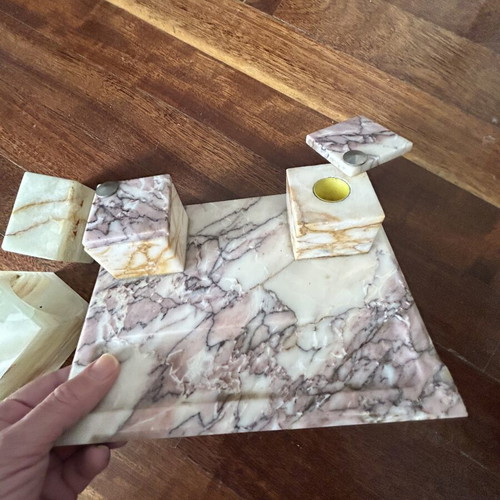 Vintage desk set from Eretria marble and onyx like new