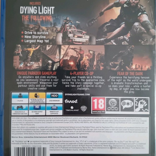 Dying Light: The Following PS4 like new, 2016