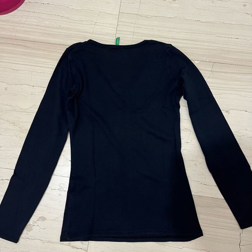 Benetton blouse black simple with open neckline like new