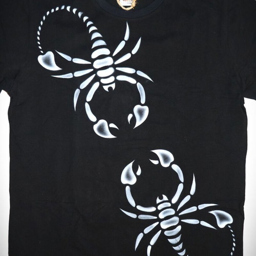 Indico Handmade Scorpion Airbrush T-Shirt Size L XL New
