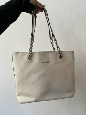 Guess shoulder bag used, white and beige
