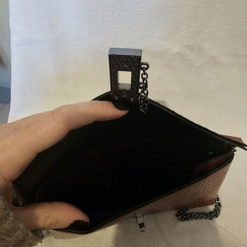 Crossbody and waist bag with croco texture and metallic details like new