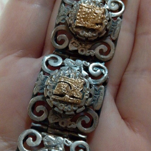 Vintage Mexican Sterling Silver 925 & 18K Gold Bracelet like new