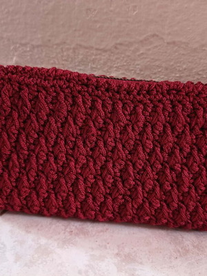 Handmade knitted wallet new, garnet red