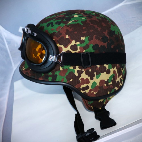 U.S.A Army replica motorcycle helmet with goggles, multi camouflage