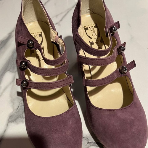 Suede pumps purple like new, size 37, leather