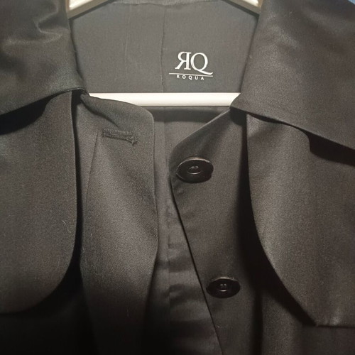Roqua black cool wool jacket, glossy texture