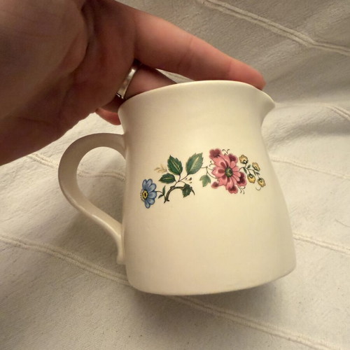 Purbeck Ceramics milk jug vintage, used, hand-painted peacock design