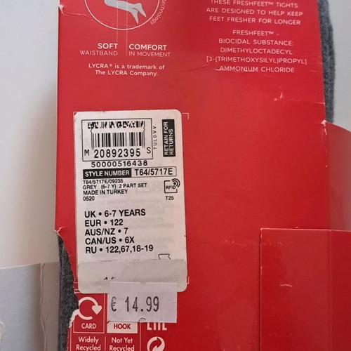 Thermal tights new, 6-7 years, 1 pair M&S