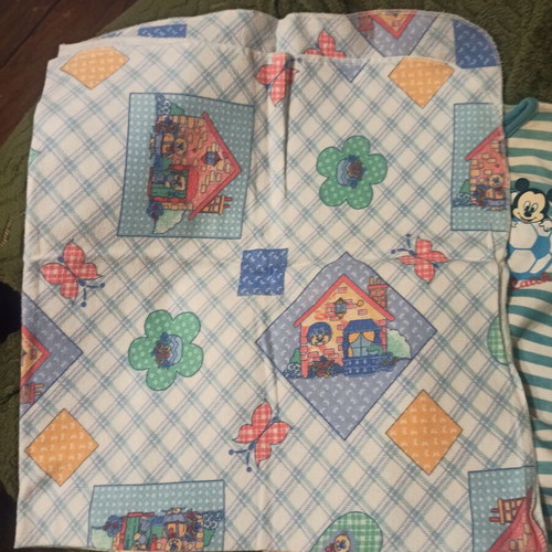 Baby crib bumpers used, pack of 2, soft blue striped