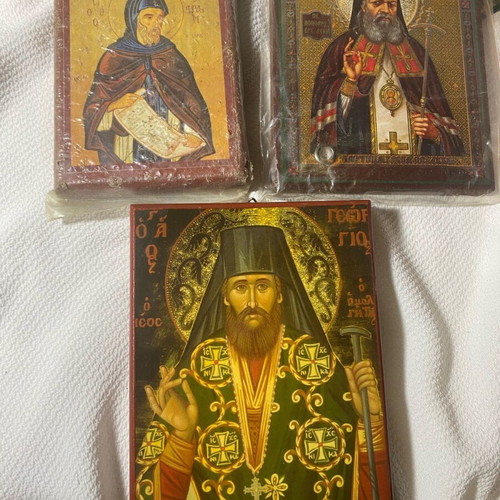 Religious small icons used, set of 3 pieces