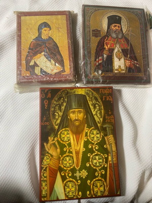 Religious small icons used, set of 3 pieces